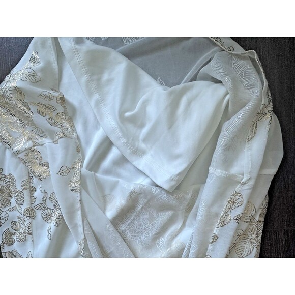 MSK Women's Plus Size Printed Chiffon Pull-On Palazzo Pants Ivory Gold 2X - Picture 11 of 11